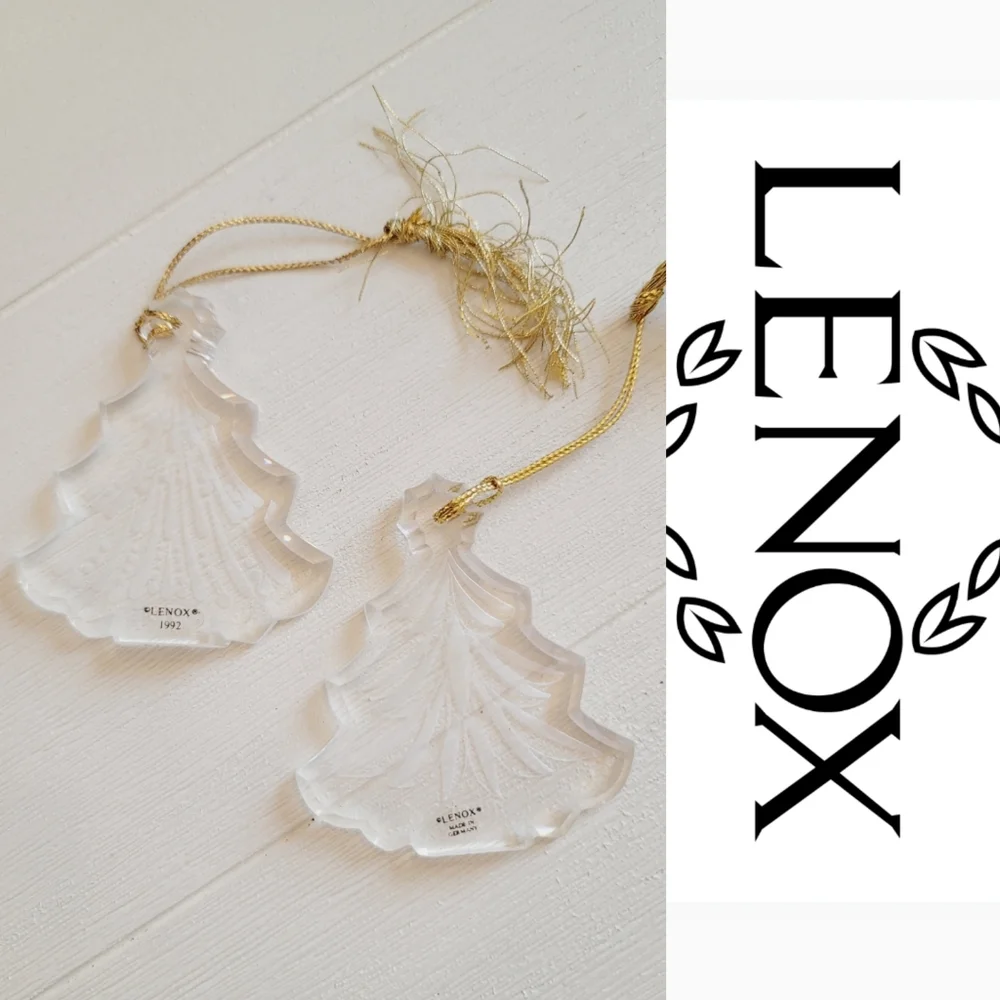 Vintage Lenox Crystal 1991 Christmas Ornaments (2)